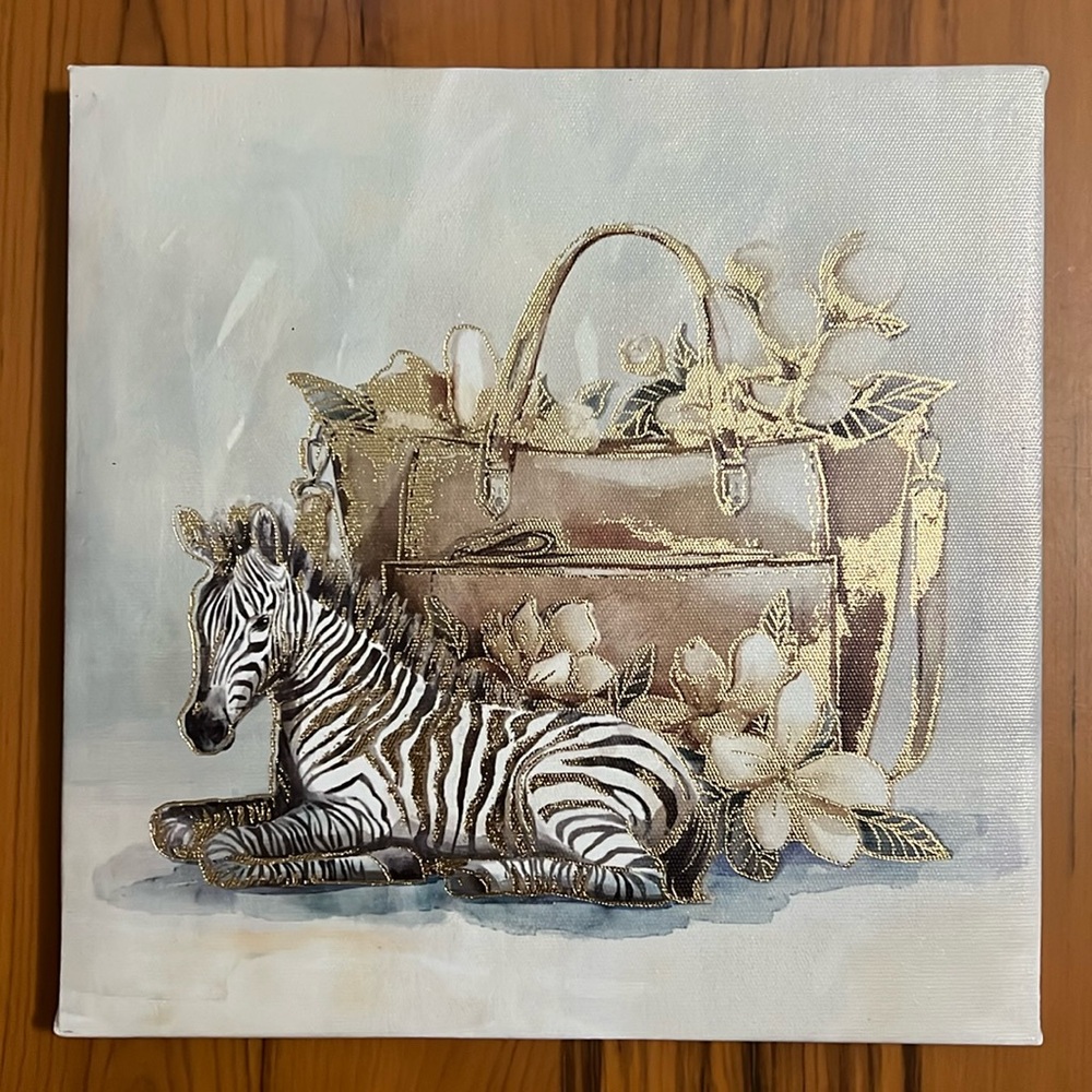 Designer Inspired Purse Handbag Zebra Canvas